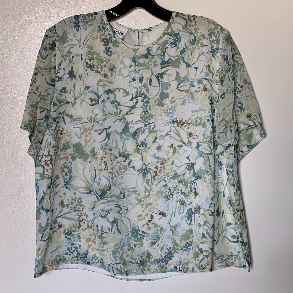 Pendelton Floral 100% Silk Woman's Top Size 16